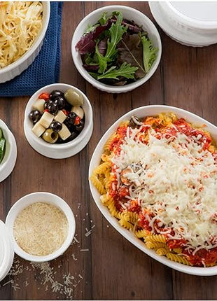 CorningWare French White 20-Pc Ceramic Bakeware Set with Lids Chip and Crack Resistant Stoneware Baking Supplies, Microwave, Dishwasher, Oven, Freezer and Fridge Safe