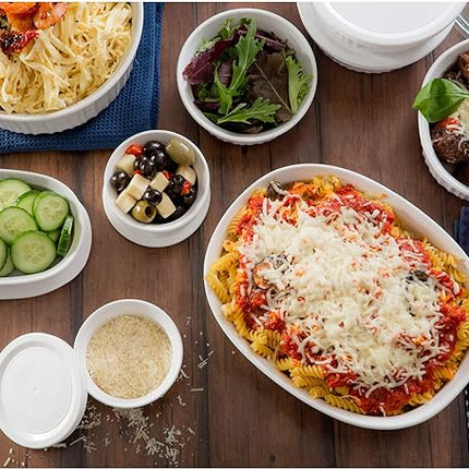 CorningWare French White 20-Pc Ceramic Bakeware Set with Lids Chip and Crack Resistant Stoneware Baking Supplies, Microwave, Dishwasher, Oven, Freezer and Fridge Safe