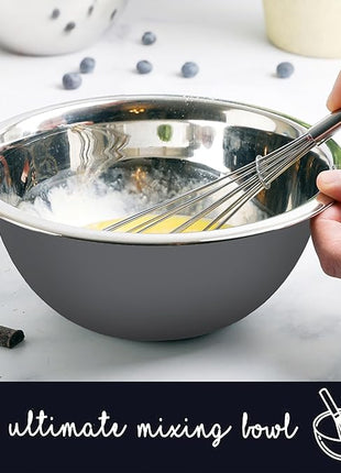 WHYSKO Meal Prep Stainless Steel Mixing Bowls Set, Home, Refrigerator, and Kitchen Food Storage Organizers | Ecofriendly, Reusable, Heavy Duty (Gray)