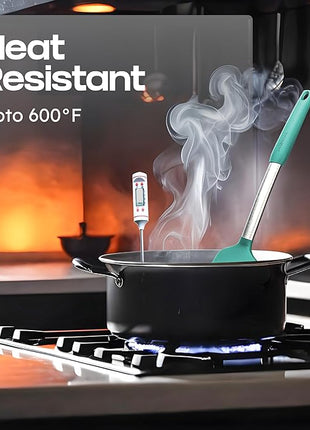 Silicone Spatula Set - Turner Spatulas Silicone Heat Resistant 600°F - Slotted & Solid Spatula for Cooking Fish, Eggs, Pancakes Flipper – Spatulas for kitchen use – Turquoise