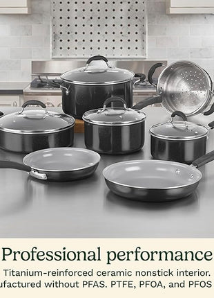 Cuisinart 11-Piece Nonstick Cookware Set, Ceramica XT, Black, 54C-11BK