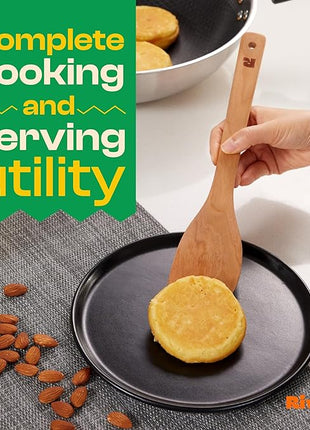 Riveira Cherry Wooden Spoons for Cooking Set of 6 – Natural Cherry Wooden Cooking Utensils, Wooden Spatula, Wooden Spoon - Premium Quality Wooden Utensil Set for Non-Toxic Cooking