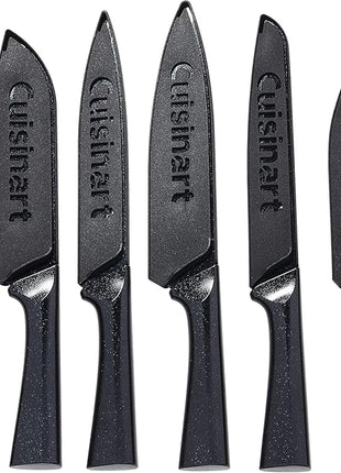 CUISINART Cutlery Knife Set, 12pc Metallic Cutlery Knife Set with Blade Guard , Lightweight, Stainless Steel, Durable & Dishwasher Safe, C55-12PMB,Black