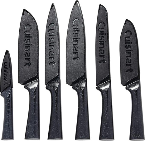 CUISINART Cutlery Knife Set, 12pc Metallic Cutlery Knife Set with Blade Guard , Lightweight, Stainless Steel, Durable & Dishwasher Safe, C55-12PMB,Black
