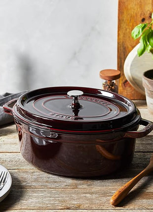 STAUB Cast Iron Roaster/Cocotte, Oval 33 cm, 6.7 L, Grenadine