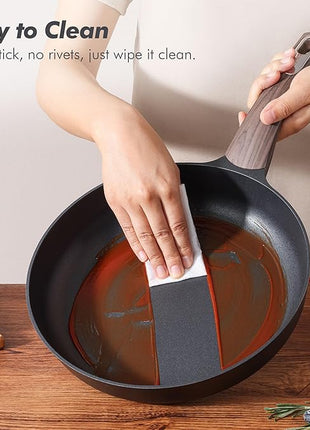 SENSARTE Pots and Pans Set Non stick, Non toxic Healthy Induction Cookware Sets, 14 Pcs Non Stick Kitchen Cooking Set with Frying Pans Set & Saucepan, PFOA PFOS APEO Free, Black