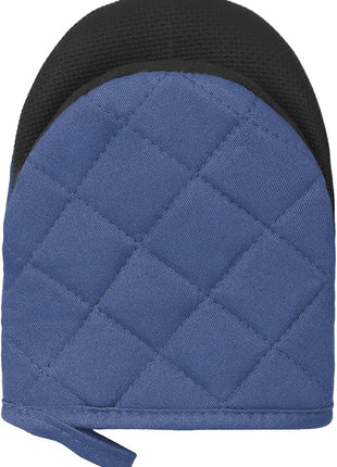 1 Pair Short Oven Mitts, Heat Resistant Silicone Kitchen Mini Oven Mitts for 500 Degrees, Non-Slip Grip Surfaces and Hanging Loop Gloves, Baking Grilling Barbecue Microwave Machine Washable