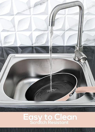 Utopia Kitchen Nonstick Cookware 3 Piece Set, Non-Stick Frying Pans with Induction Bottom, 8, 9.5 & 11 Inches Frying Pans with Bakelite Handles, PFOA Free, Pink & Black