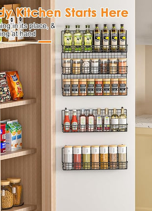 X-cosrack Spice Rack Organizer, 5-Tier Wall Spice Rack, Stackable Hanging Spice Jars Storage Racks, Great for Kitchen and Pantry, Up to Storage 48 Jars(Patent No.:D909138S)