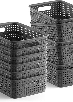 [ 12 Pack ] Plastic Storage Baskets - Small Pantry Organization and Storage Bins - Household Organizers for Laundry Room, Bathrooms, Bedrooms, Kitchens, Cabinets, Countertops, Under Sink or On Shelve