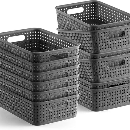 [ 12 Pack ] Plastic Storage Baskets - Small Pantry Organization and Storage Bins - Household Organizers for Laundry Room, Bathrooms, Bedrooms, Kitchens, Cabinets, Countertops, Under Sink or On Shelve