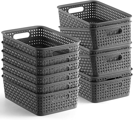 [ 12 Pack ] Plastic Storage Baskets - Small Pantry Organization and Storage Bins - Household Organizers for Laundry Room, Bathrooms, Bedrooms, Kitchens, Cabinets, Countertops, Under Sink or On Shelve