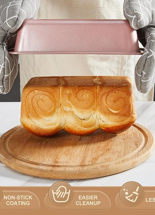 HONGBAKE Bakeware Sets, Baking Pans Set, Nonstick Oven Pan for Kitchen with Wider Grips, 10-Piece Including Rack, Cookie Sheet, Cake Pans, Loaf Pan, Muffin Pan, Pizza Pan - Pink