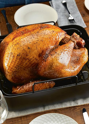 KitchenAid Hard Anodized Roasting Pan/Roaster with Removable Rack, 13 Inch x 15.75 Inch - Matte Black