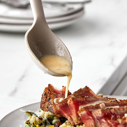 GreenPan Silicone Ultimate Spoon, Mixing Stirring Serving Cooking Kitchen Utensil, Flexible Rubber Nonstick Cookware, Rigid Steel Core, Heat-Resistant, Anti-Slip Handle BPA-Free Dishwasher Safe, Taupe