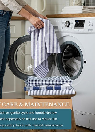 Casa Platino 6PC Kitchen Towels for Washing Dishes, 100% Cotton 18"x28" Kitchen Towels, Super Absorbent, Designed for Rustic Kitchens, Guest Cooking, or Tea-Time Setups – Blue