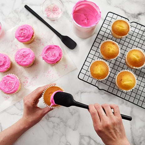 Tovolo Flex-Core All-Silicone Mini Spatula & Spoonula, Kitchen Utensil Set of 2, Heat-Resistant & BPA-Free Silicone Spatula & Spoonula, Safe for Cast Iron & Non-Stick Cookware, Dishwasher-Safe,Black