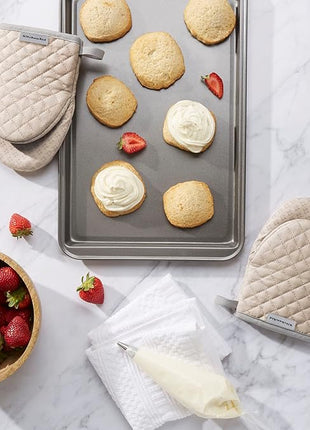 KitchenAid Asteroid Mini Oven Mitt Set, 5.5"x8", Milkshake Tan, 2 Piece