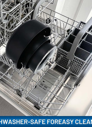 Aufranc Induction Pots and Pans, Stainless Steel cookeware set 6pcs With Lid, Induction Cookware For Oven & Dishwasher Safe