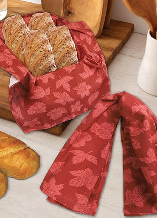 Urban Villa Kitchen Towels Harvest Leaf Print Towels Set of 6 20" X30” 100% Cotton Highly Absorbent Quick Drying Dish Cloths & Dish Towels Thanksgiving Fall Tea Towels with Hanging Loop Towels