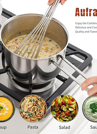 Aufranc Stainless Steel pots and pans set, 6 Piece Nonstick Kitchen Induction Cookware Set,Works with Induction/Electric and Gas Cooktops, Nonstick, Dishwasher