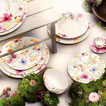 Villeroy & Boch Mariefleur Basic Rim Soup, 9 in, Premium Porcelain, White/Multicolored