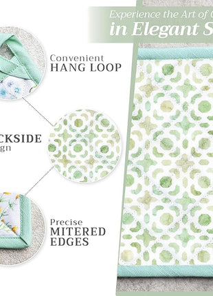 Maison d' Hermine Pot Holders Set 100% Cotton Heat Resistant Potholders 8" x 8" Hot Pads with Loop BBQ, Cooking, Baking, Grilling, Kitchen, Handling Hot Pans Spring/Summer (Pack of 2, Just Floral)