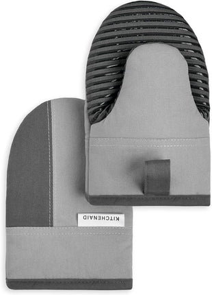 KitchenAid Beacon Two-Tone Non-Slip Mini Oven Mitt Set, Cool Grey/Frost Grey, 5.5"x8", 2 Piece