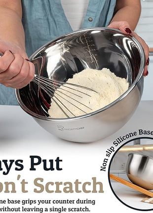 Priority Chef Stainless Steel Mixing Bowls with Lids Set, Metal Nesting Bowls with Airtight Lids, Graters, Non-Slip Base & Measurement Marks, Includes Utensil Set for Prep, Baking & Storage, Khaki