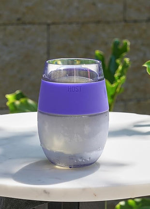 Host Cooling Cup Set of 1 Plastic Double Wall Insulated Freezable Drink Chilling Tumbler with Freezing Gel, Wine Glasses for Red and White Wine, 8.5 oz, Translucent Purple