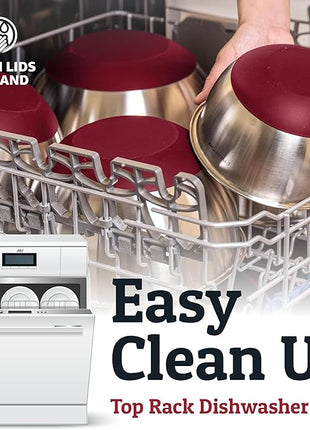 Priority Chef Stainless Steel Mixing Bowls with Lids Set, 3 Grater Attachments, Airtight Lids, Non-Slip Silicone Base Mixing Bowl Set, Large Prep Metal Mixing Bowls for Kitchen, Red