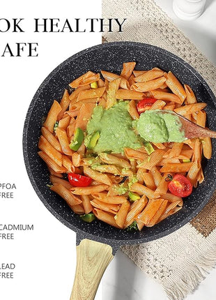 GiPP Non Stick Frying Pan Set - 8" 9.5" 11" Granite Nonstick Skillets, Non Toxic, Omelette Pan with Stay Cool Handle, Induction Compatible, PFAS/PTFE/PFOA Free, Grey