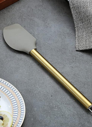 Gold Spatulas, Berglander Non-stick Silicone Flexible Scrapers Baking Mixing Tool With Titanium Gold Plating Handle, Baking Tools, Heat Resistant, Dishwasher Safe, Easy to Clean