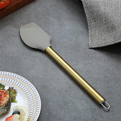 Gold Spatulas, Berglander Non-stick Silicone Flexible Scrapers Baking Mixing Tool With Titanium Gold Plating Handle, Baking Tools, Heat Resistant, Dishwasher Safe, Easy to Clean