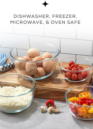 JoyJolt Kitchen Mixing Bowls - 8pc Glass Bowls with Lids Set Neat Nesting - Large Mixing Bowl Set, Batter Bowl, Salad Bowl with BPA-Free Lid