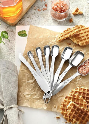 Spring Chef Stainless Steel Measuring Spoons Set of 13 with Leveler, Metal Teaspoon & Tablespoon Measuring Spoons for Cooking & Baking, Fits in Spice Jars, Kitchen Gadgets for Dry & Liquid Ingredients