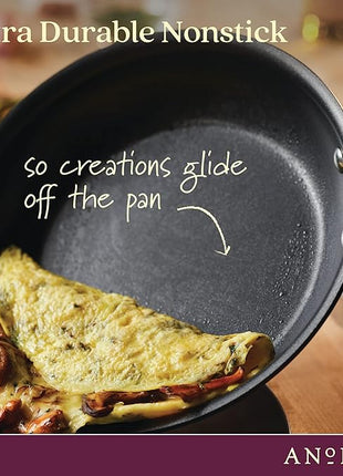 Anolon Advanced Home Hard Anodized Nonstick Frying Pan, 8.5 Inch – Small Non Stick Egg Pan, Durable Nonstick Skillet - Onyx