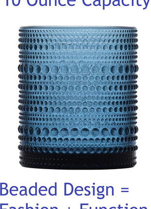 Fortessa Jupiter Beaded Hobnail Glass, 10 Ounce Double Old Fashioned (Set of 4), Smoke Gray