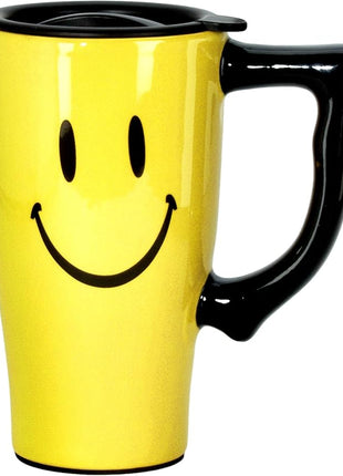 Spoontiques SMILEY FACE TRAVEL MUG, 18 ounces