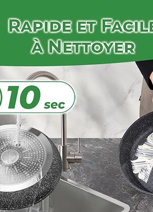 JUST PERFECTO Kitchen Pots and Pans Set with Lids Non Stick - Induction Pots Set - Pots & Pans Set without PTFE and PFOA - Cookware Pot Set Induction 21 Pcs (black)