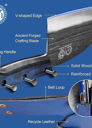 XYJ Authentic Since 1986,Ancient Forged Butcher Knives,Serbian Chef Knife With Sheath,Chinese Vegetable Meat Knives For Kitchen Camping Outdoor,Full Tang (6 inch)