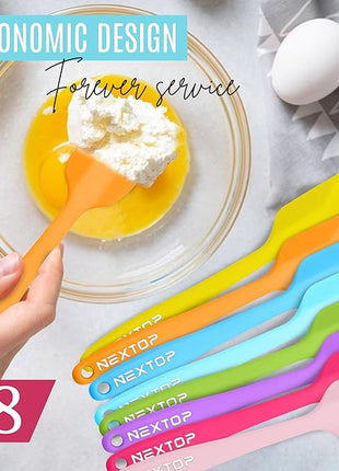 NEXTOP Silicone Spatula 8 Piece Set, Heat-Resistant Non-stick Rubber Spatulas Heat Resistant Seamless One Piece Design Non-Stick Flexible Scrapers Baking Mixing (11 Inches)