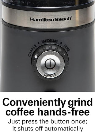 Hamilton Beach Electric Coffee Grinder for Beans, Spices and More, with Multiple Grind Settings for up to 14 Cups, Removable Stainless Steel Chamber, Grey (80396C), 10 oz