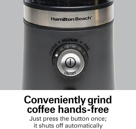 Hamilton Beach Electric Coffee Grinder for Beans, Spices and More, with Multiple Grind Settings for up to 14 Cups, Removable Stainless Steel Chamber, Grey (80396C), 10 oz