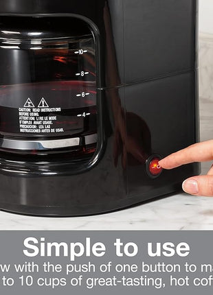 Proctor Silex 10-Cup Coffee Maker, Works with Smart Plugs That Are Compatible with Alexa, Auto Pause and Serve, Black (48351PS)