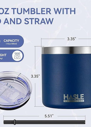 HASLE OUTFITTERS 10oz Insulated Tumblers with Lid and Straw,Stainless Steel Tumbler Travel Coffee Mug,Double Wall Reusable Tumbler Cup for Iced and Hot Drinks(Navy，12 Pack)
