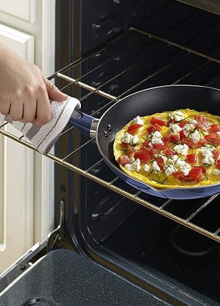 T-fal B037SE64 B037SE Excite ProGlide Nonstick Thermo-Spot Heat Indicator Dishwasher Oven Safe Cookware Set, 14-Piece, Blue