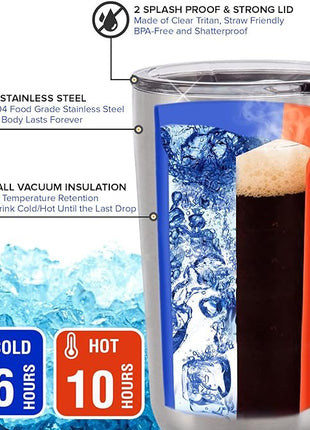 CHILLOUT LIFE Stainless Steel Travel Mug with Handle 40 oz – 6 Piece Set. Tumbler with Handle, Straw, Cleaning Brush & 2 Lids. Double Wall Insulated Large Coffee Mug Bundle - Mermaid Sparkle