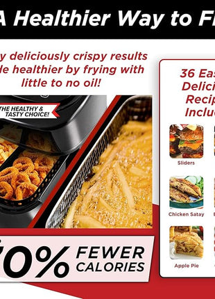 Nuwave 6-quart Brio Healthy Digital Air Fryer with One-Touch Digital Controls, 6 Preset Menu Functions & Removable Divider Insert, Black