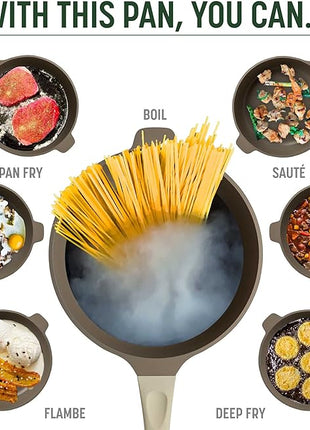 Goodful All-in-One Pan, Multilayer Nonstick, High-Performance Cast Construction, Multipurpose Design Replaces Multiple Pots and Pans, Dishwasher Safe Cookware, 11-Inch, 4.4-Quart Capacity, Linen